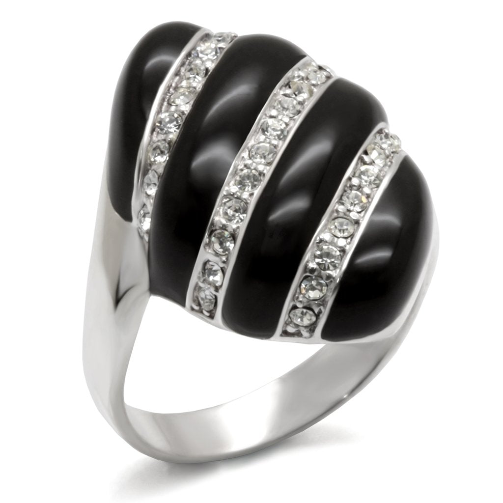 40314 - High-Polished 925 Sterling Silver Ring with Top Grade Crystal  in Clear-0