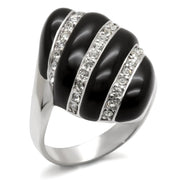 40314 - High-Polished 925 Sterling Silver Ring with Top Grade Crystal  in Clear-0