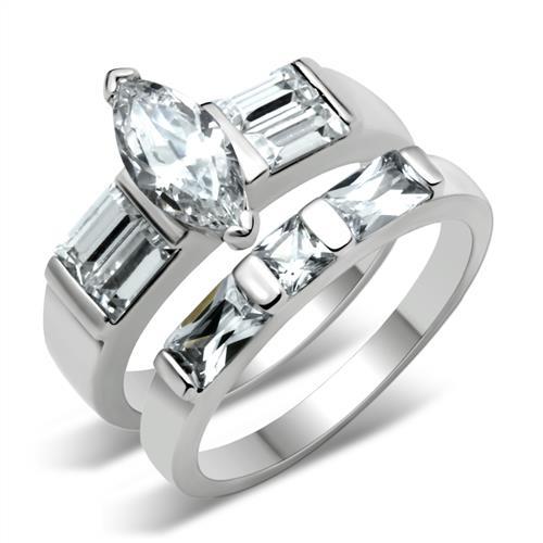 40911 - High-Polished 925 Sterling Silver Ring with AAA Grade CZ  in Clear-0