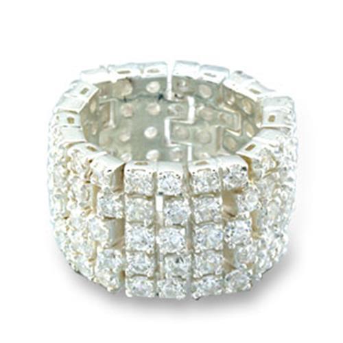 41003 - High-Polished 925 Sterling Silver Ring with AAA Grade CZ  in Clear-0