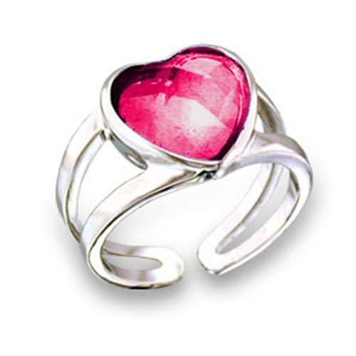 411802 - Rhodium Brass Ring with Synthetic Garnet in Ruby-0