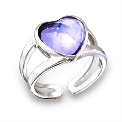 411811 - Rhodium Brass Ring with AAA Grade CZ  in Light Amethyst-0