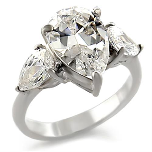 413409 - High-Polished 925 Sterling Silver Ring with AAA Grade CZ  in Clear-0