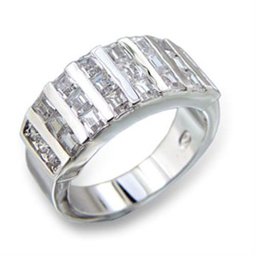 413602 - Rhodium Brass Ring with AAA Grade CZ  in Clear-0