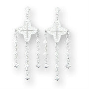 414222 - High-Polished 925 Sterling Silver Earrings with AAA Grade CZ  in Clear-0
