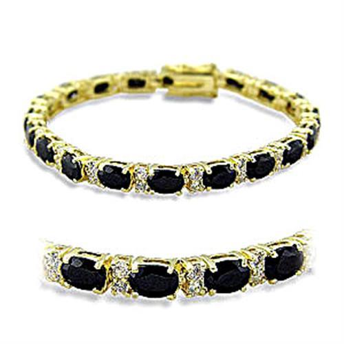 415503 - Gold Brass Bracelet with AAA Grade CZ  in Jet-0