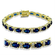 415504 - Gold Brass Bracelet with Synthetic Spinel in Sapphire-0
