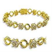 415506 - Gold Brass Bracelet with AAA Grade CZ  in Clear-0