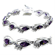 415701 - Rhodium Brass Bracelet with AAA Grade CZ  in Amethyst-0