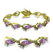 415702 - Gold Brass Bracelet with AAA Grade CZ  in Light Amethyst-0