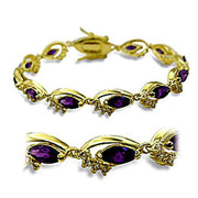 415703 - Gold Brass Bracelet with AAA Grade CZ  in Amethyst-0