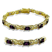 415706 - Gold Brass Bracelet with AAA Grade CZ  in Amethyst-0
