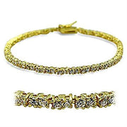 415802 - Gold Brass Bracelet with AAA Grade CZ  in Clear-0