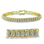 415906 - Gold Brass Bracelet with AAA Grade CZ  in Clear-0