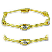 416004 - Gold Brass Bracelet with AAA Grade CZ  in Clear-0