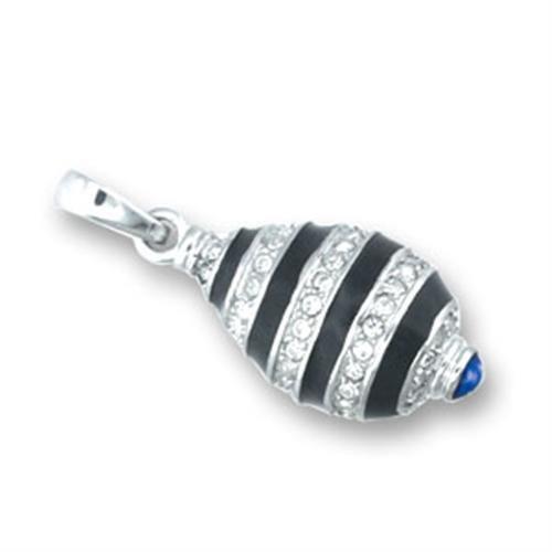 41602 - High-Polished 925 Sterling Silver Pendant with Top Grade Crystal  in Clear-0