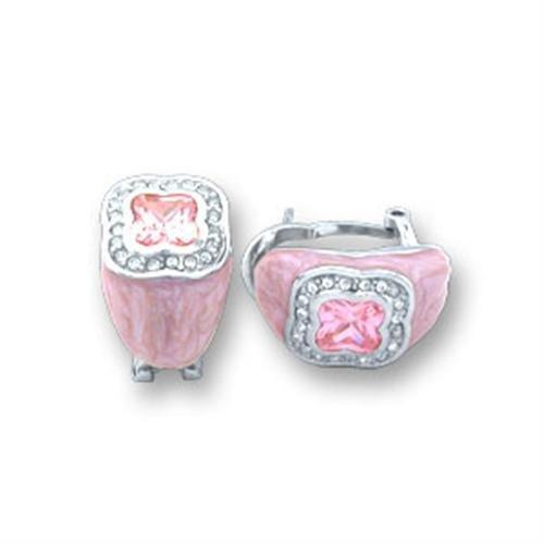 41804 - High-Polished 925 Sterling Silver Earrings with AAA Grade CZ  in Rose-0