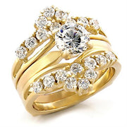TK2948 - IP Gold(Ion Plating) Stainless Steel Ring with AAA Grade CZ  in Clear-0