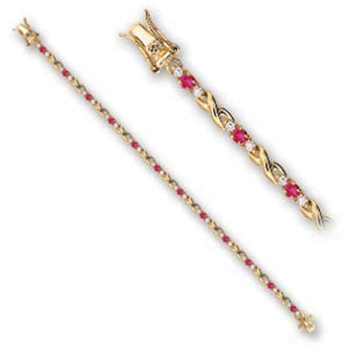 46806 - Gold Brass Bracelet with Synthetic Garnet in Ruby-0