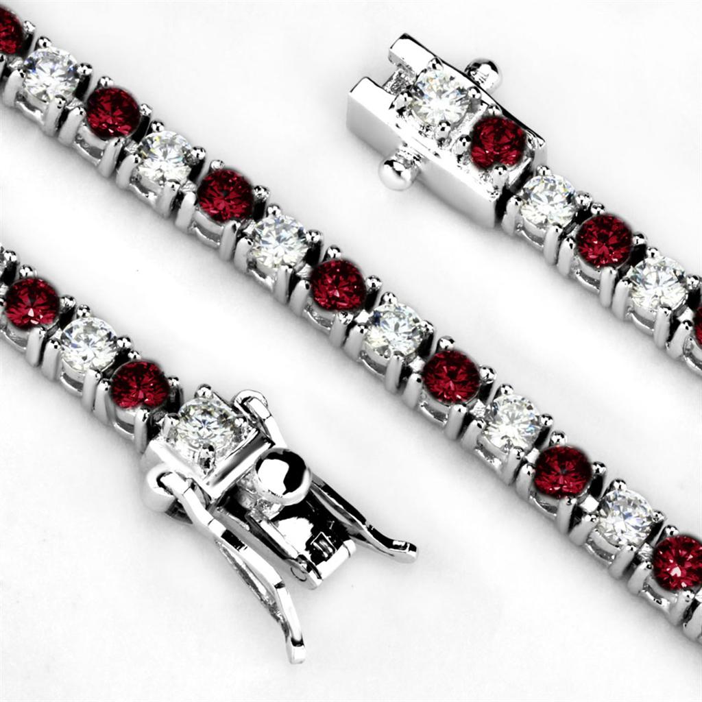 46902 - Rhodium Brass Bracelet with Synthetic Garnet in Ruby-1