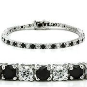 46903 - Rhodium Brass Bracelet with AAA Grade CZ  in Black Diamond-0