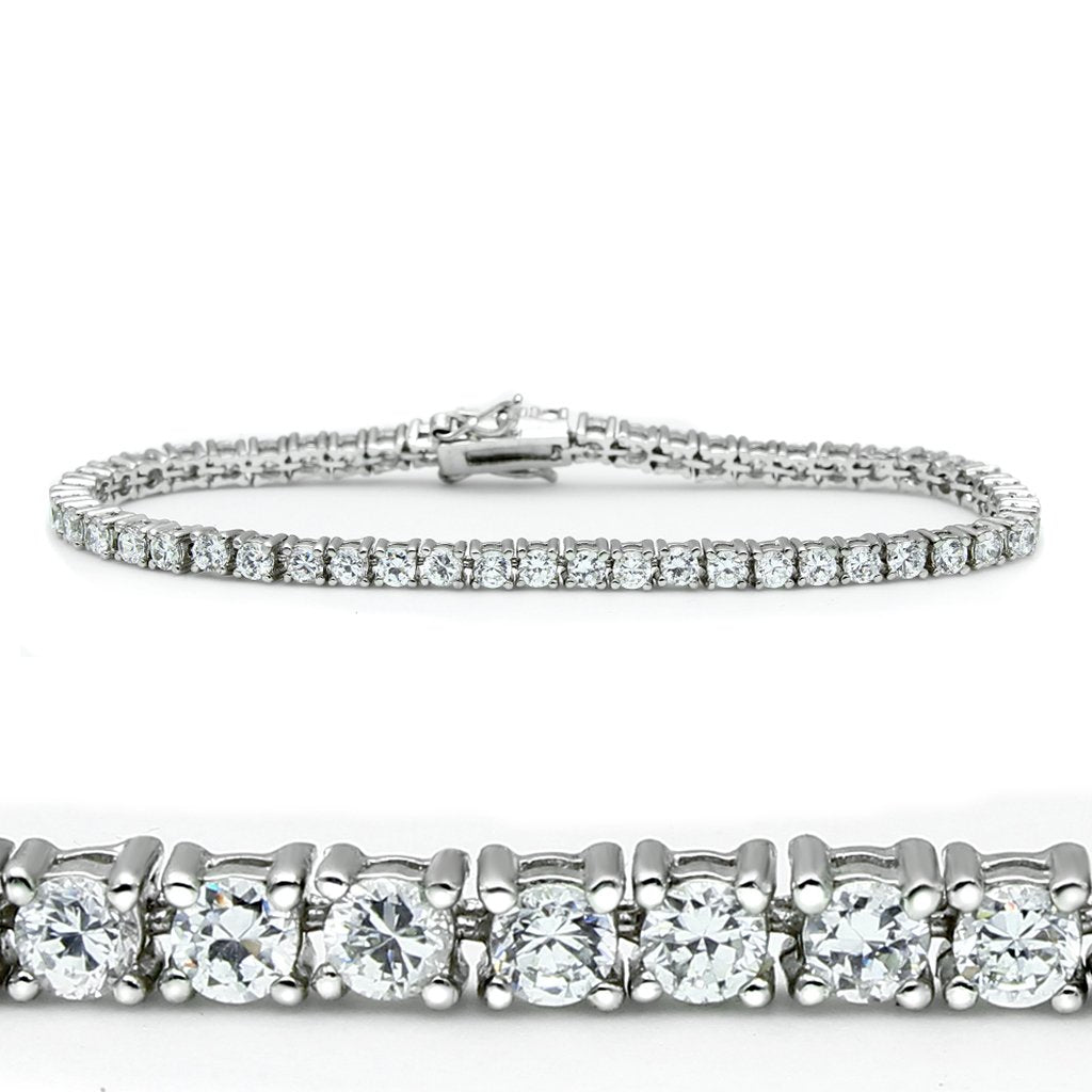 46905 - Rhodium Brass Bracelet with AAA Grade CZ  in Clear-0