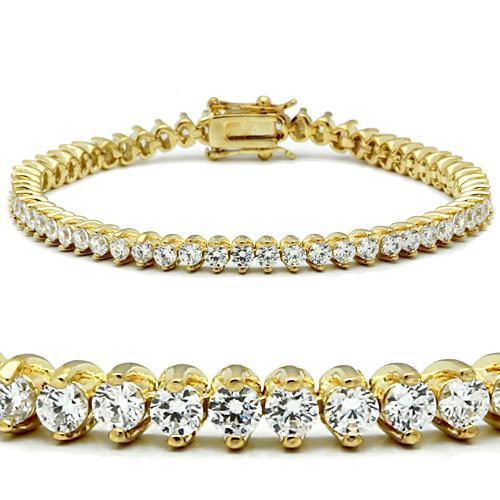 47104 - Gold Brass Bracelet with AAA Grade CZ  in Clear-0