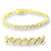 47204 - Gold Brass Bracelet with AAA Grade CZ  in Clear-0