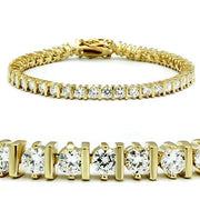 47205 - Gold Brass Bracelet with AAA Grade CZ  in Clear-0