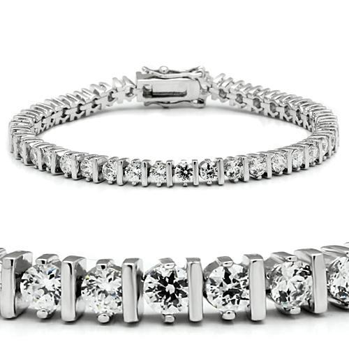 47206 - Rhodium Brass Bracelet with AAA Grade CZ  in Clear-0