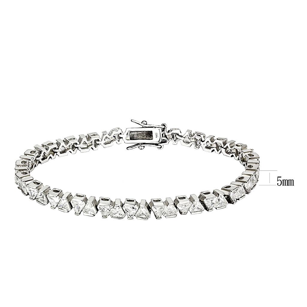 47302 - Rhodium Brass Bracelet with AAA Grade CZ  in Clear-1