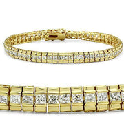 47303 - Gold Brass Bracelet with AAA Grade CZ  in Clear-0