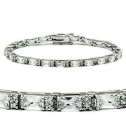 47401 - Rhodium Brass Bracelet with AAA Grade CZ  in Clear-0