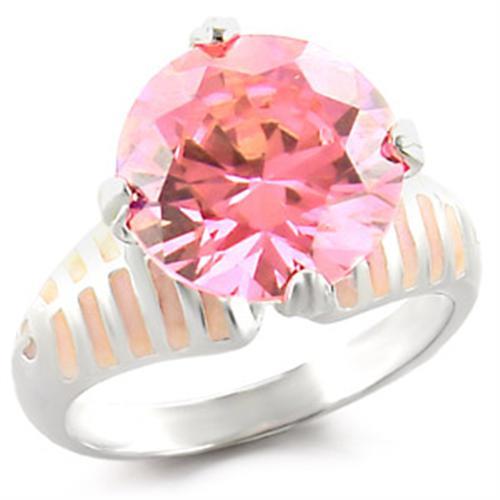 49707 - High-Polished 925 Sterling Silver Ring with AAA Grade CZ  in Rose-0