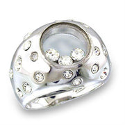49709 - High-Polished 925 Sterling Silver Ring with Top Grade Crystal  in Clear-0