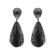 4W003 - Earring, Brass, TIN Cobalt Black Plated  , No Stone-0