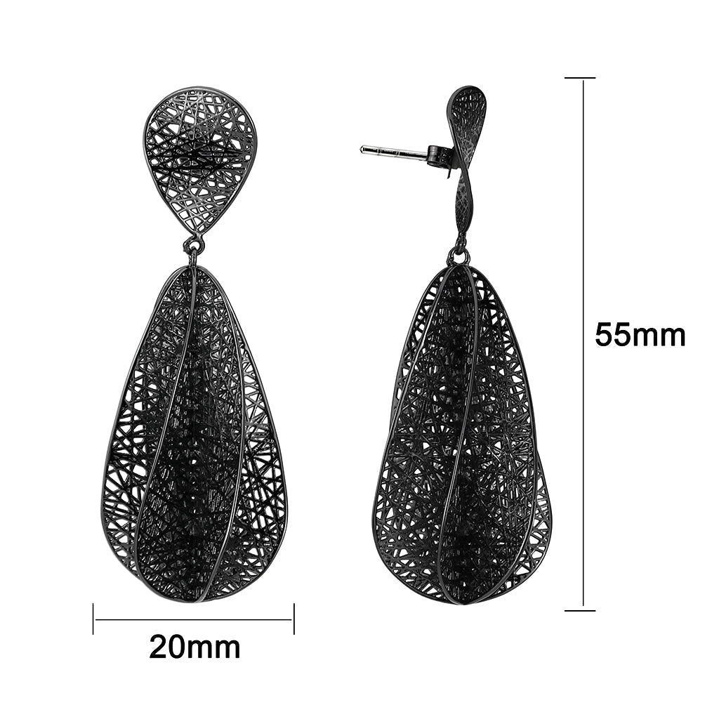 4W003 - Earring, Brass, TIN Cobalt Black Plated  , No Stone-1