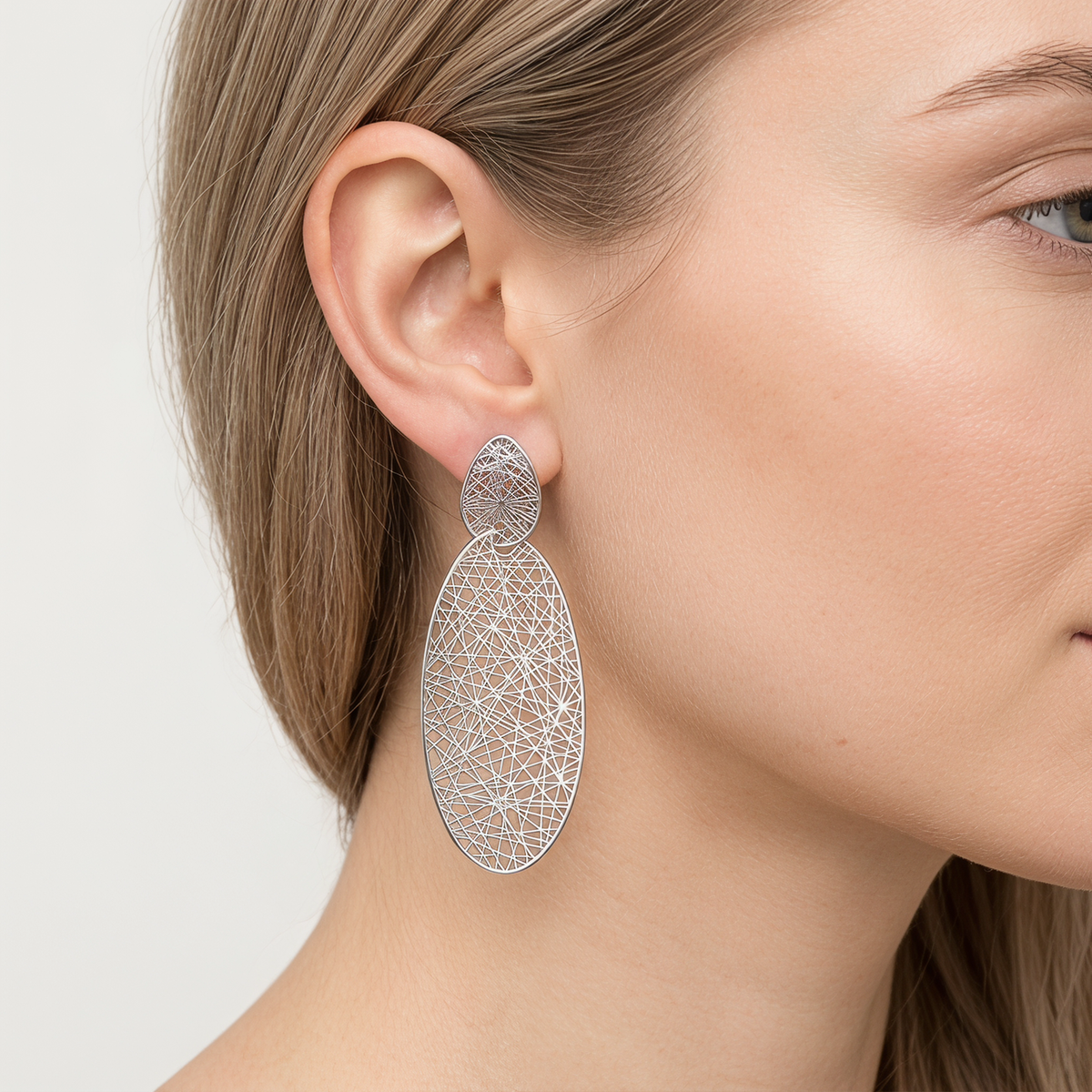 4W007 - Earring, Brass, Imitation Rhodium, , No Stone-2