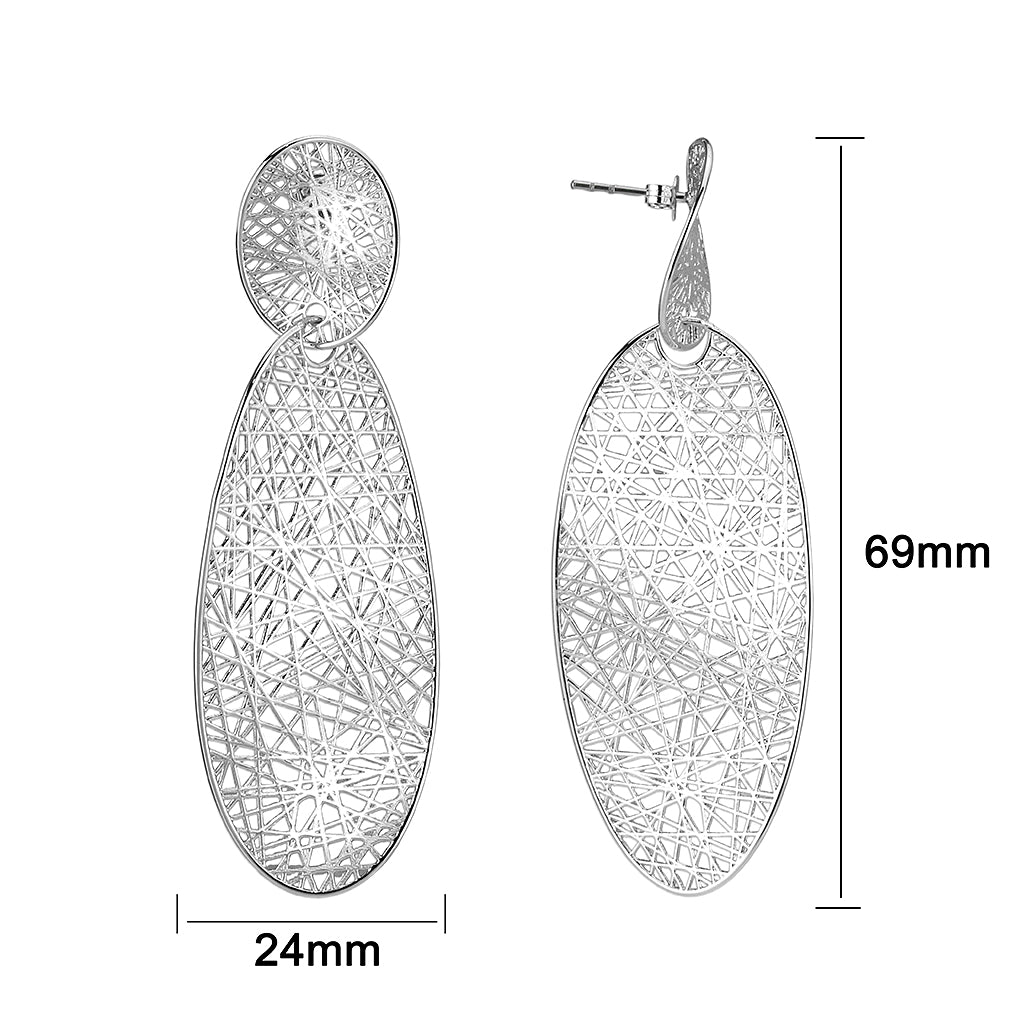 4W007 - Earring, Brass, Imitation Rhodium, , No Stone-1