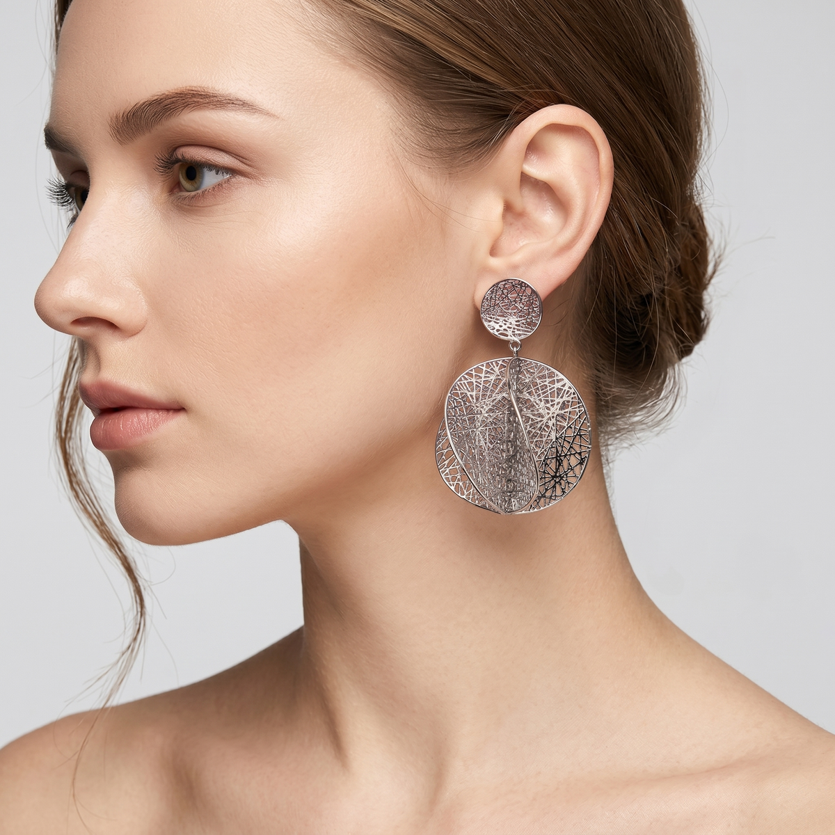 4W010 - Earring, Brass, Imitation Rhodium, , No Stone-2