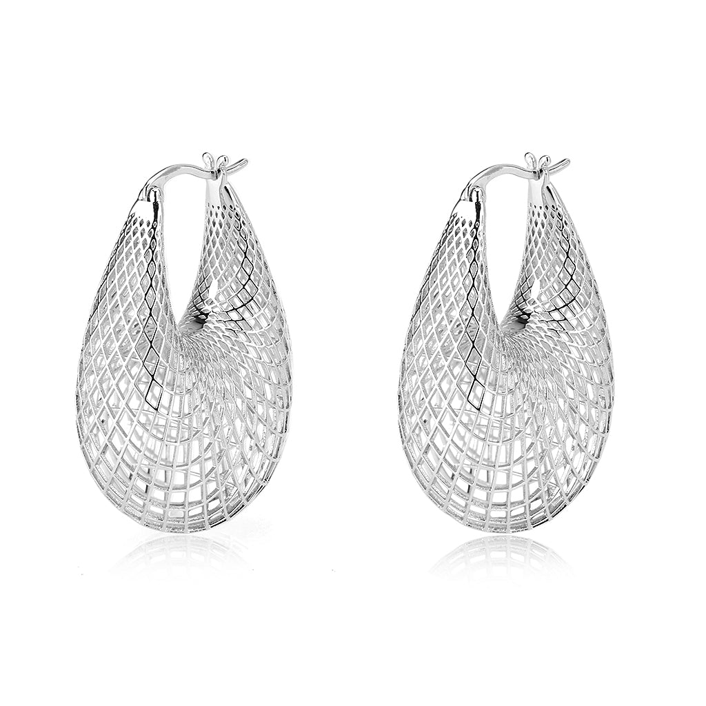 4W013 - Earring, Brass, Imitation Rhodium, , No Stone-0