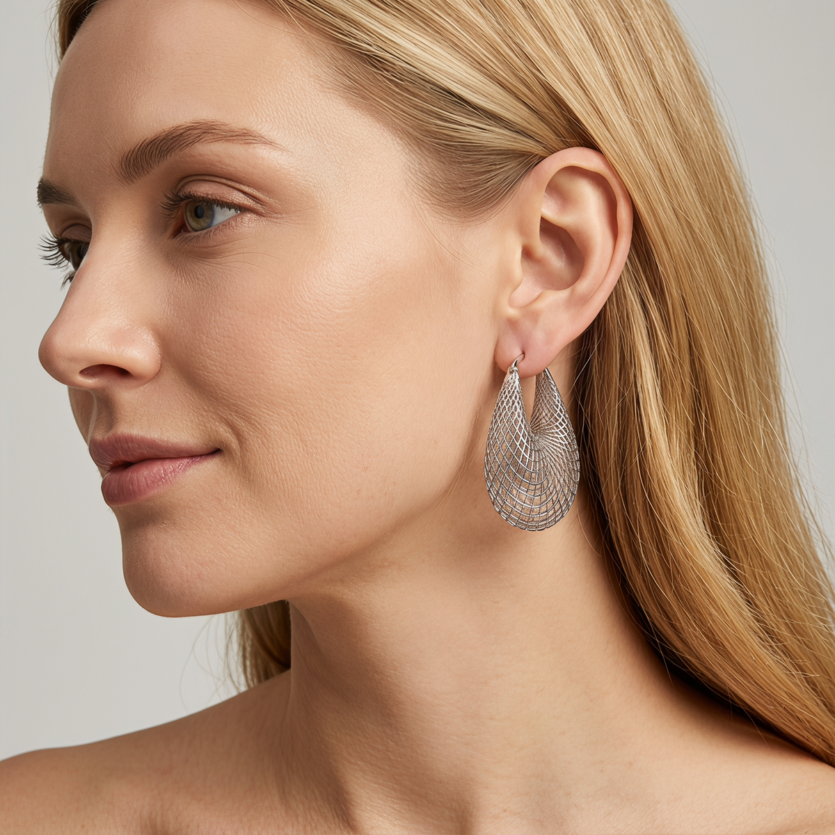 4W013 - Earring, Brass, Imitation Rhodium, , No Stone-2