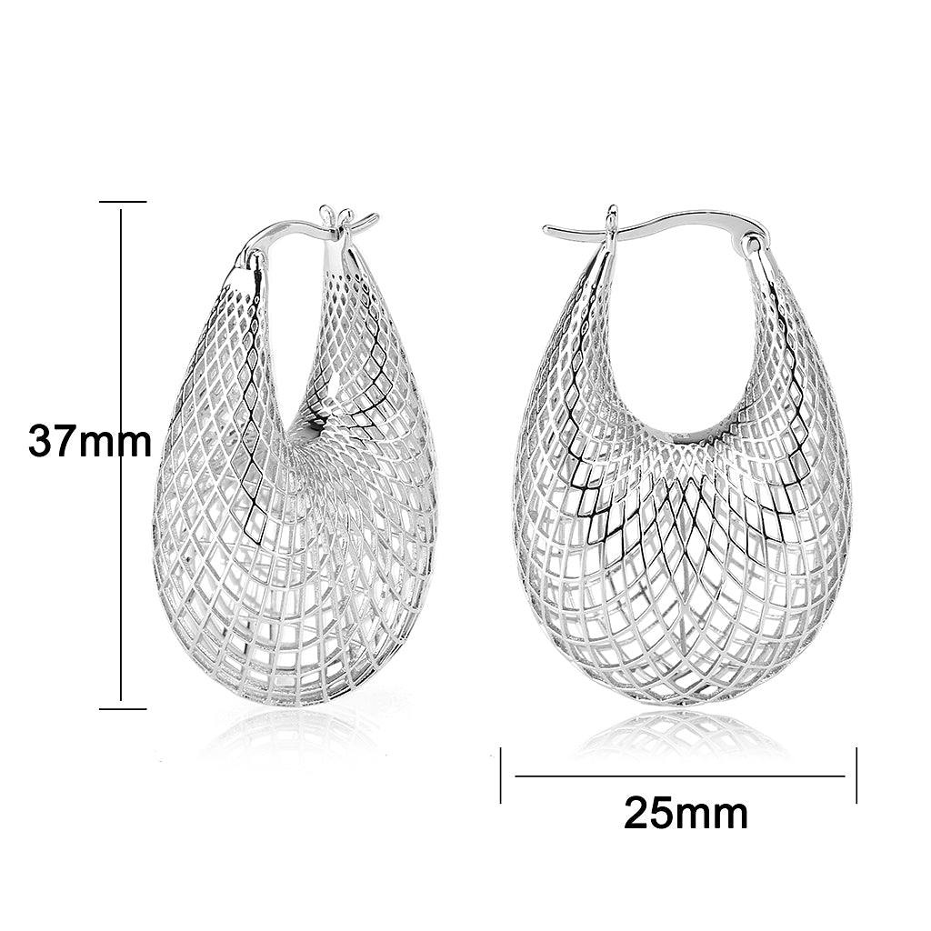 4W013 - Earring, Brass, Imitation Rhodium, , No Stone-1