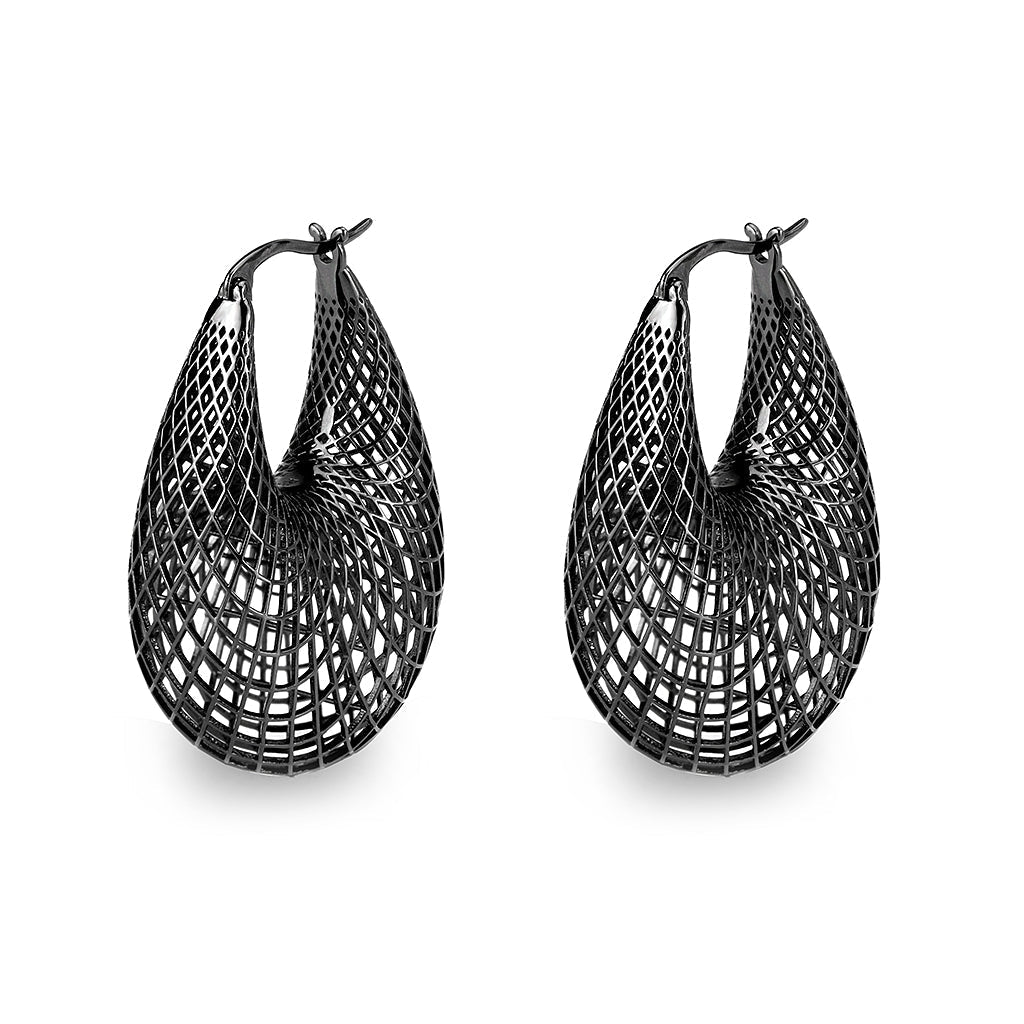 4W015 - Earring, Brass, TIN Cobalt Black , , No Stone-0