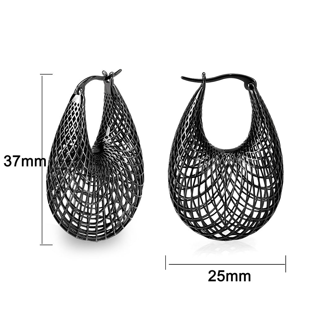 4W015 - Earring, Brass, TIN Cobalt Black , , No Stone-1