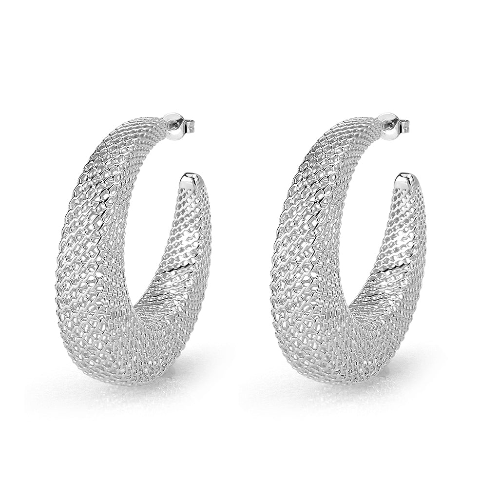 4W019 - Earring, Brass, Imitation Rhodium, , No Stone-0