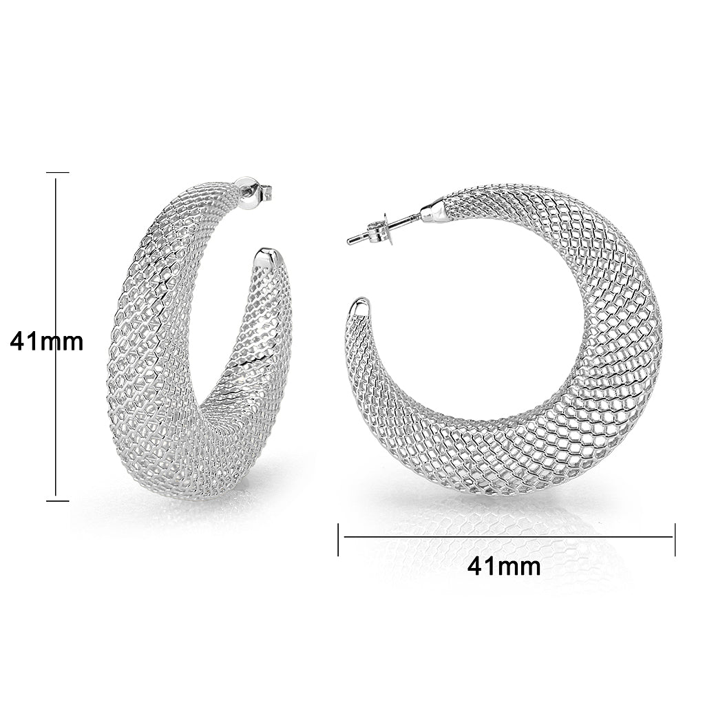4W019 - Earring, Brass, Imitation Rhodium, , No Stone-1