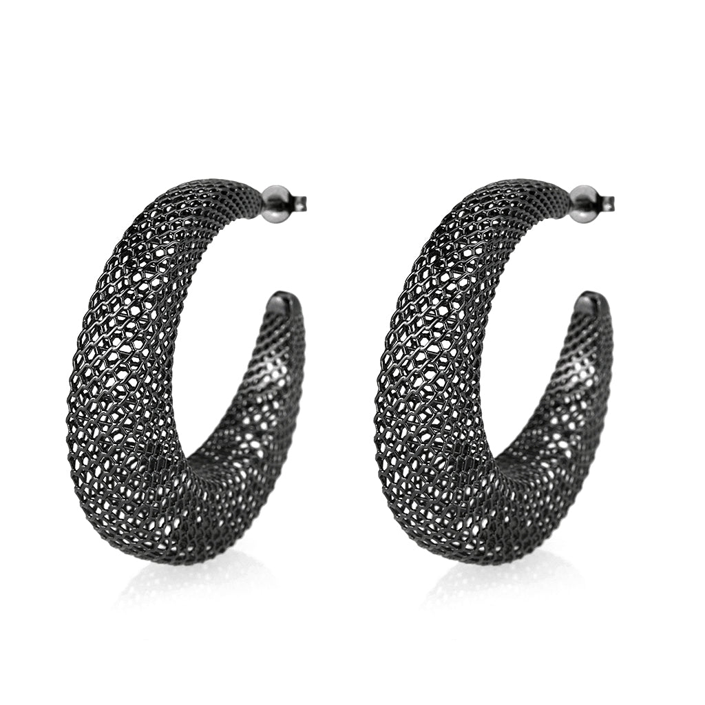 4W021 - Earring, Brass, TIN Cobalt Black , , No Stone-0