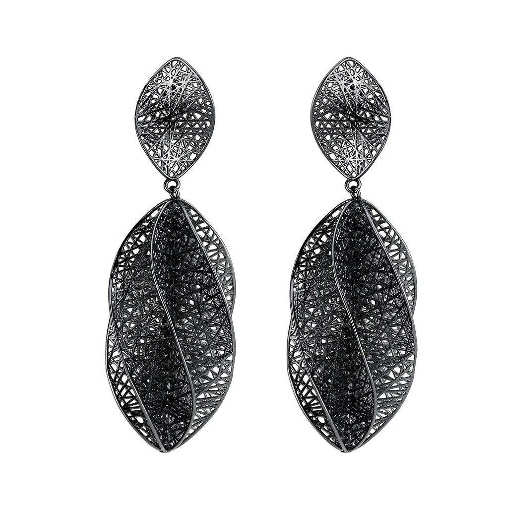 4W024 - Earring, Brass, TIN Cobalt Black , No Stone-0