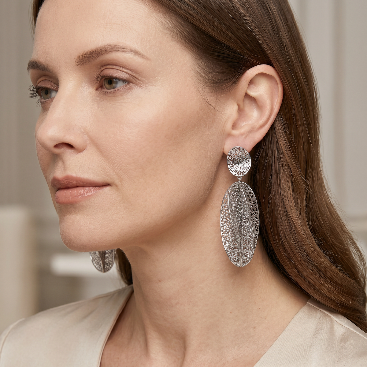 4W025 - Earring, Brass, Imitation Rhodium, , No Stone-2